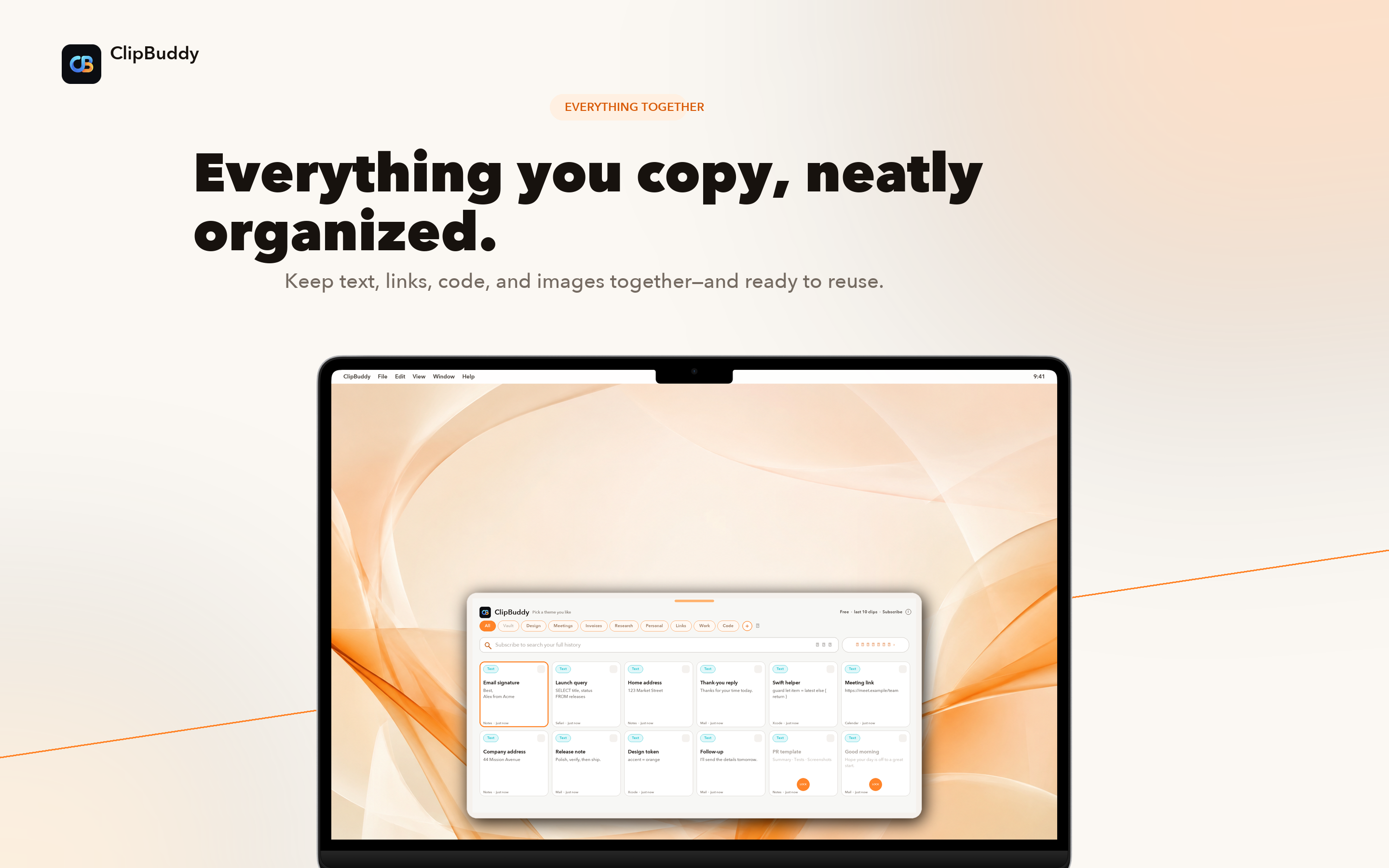 Everything You Copy, Neatly Organized