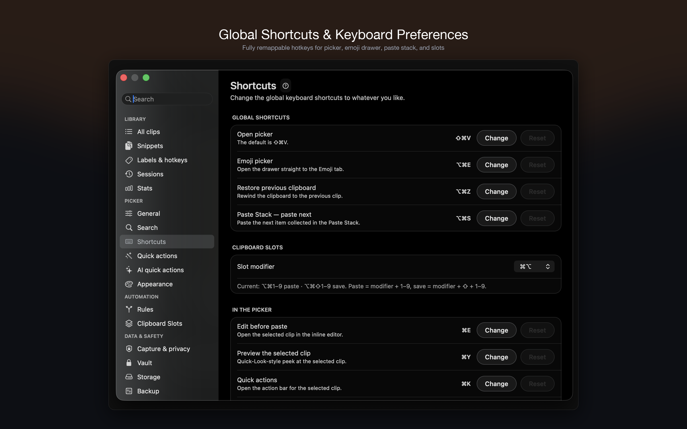 Global Shortcuts & Keyboard Preferences