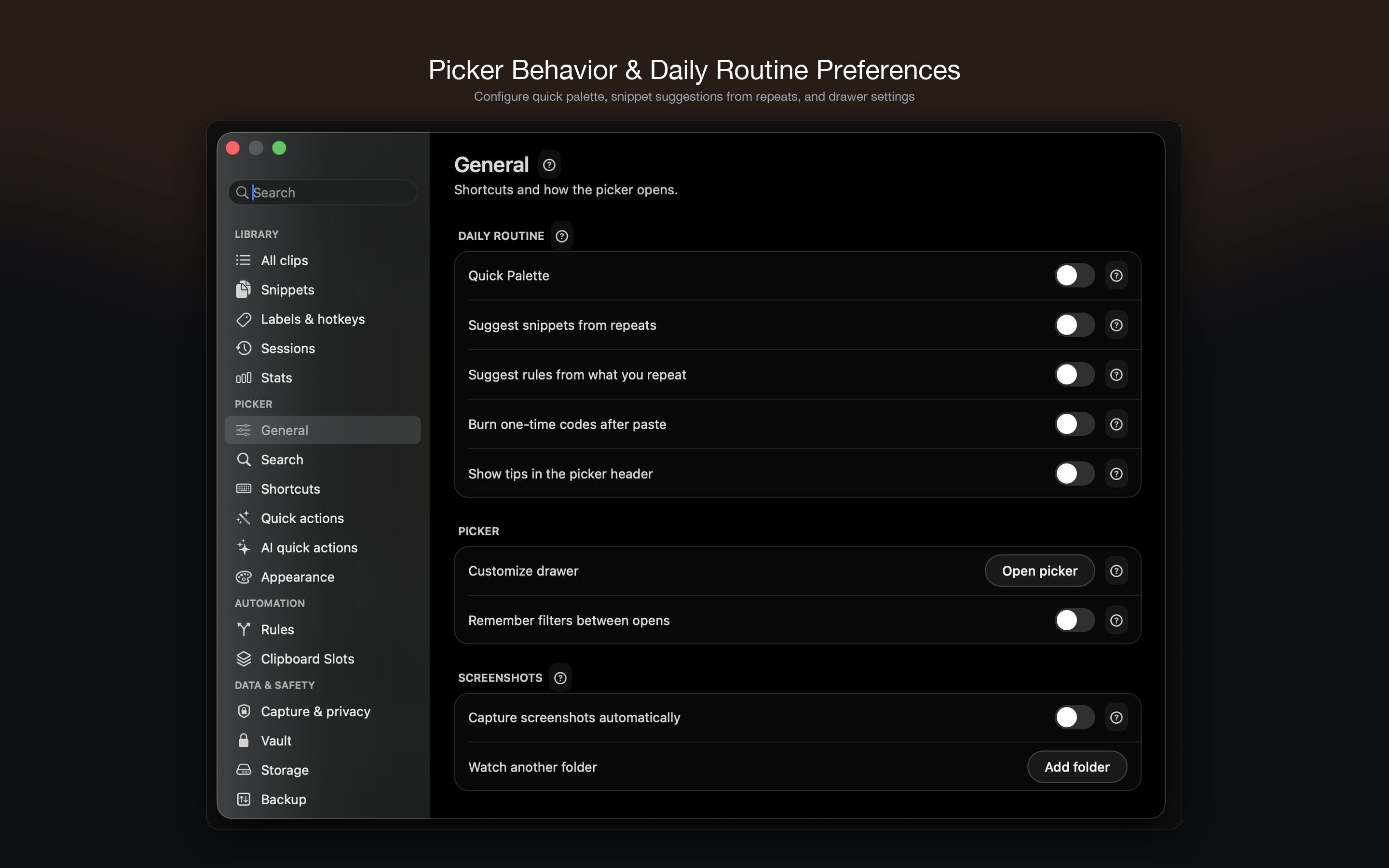 Picker Behavior & Daily Routine Preferences