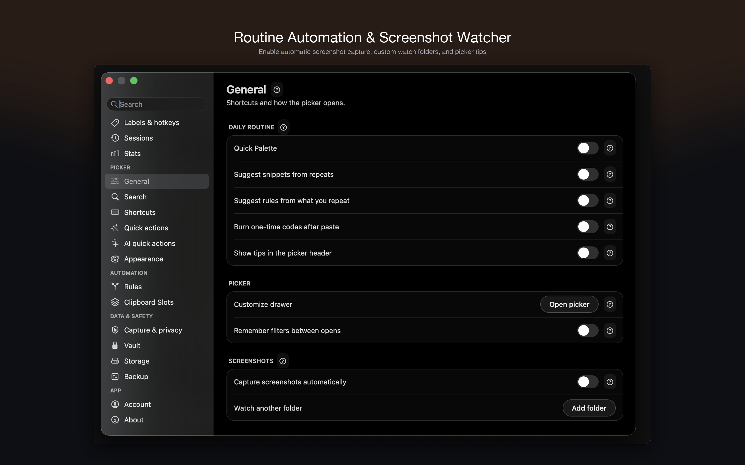 Routine Automation & Screenshot Watcher